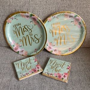 NWT bridal shower - From Miss to Mrs - plates and napkins set